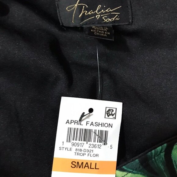 THALIA SODI Black Floral Faux-Wrap Ruffled Dress NWT SMALL - Picture 10 of 10